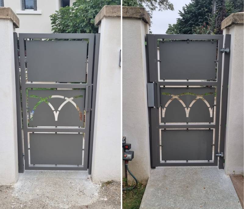 Réalisation sur mesure d'un portail motorisé et d'un portillon découpés au laser sur Caluire et Cuire