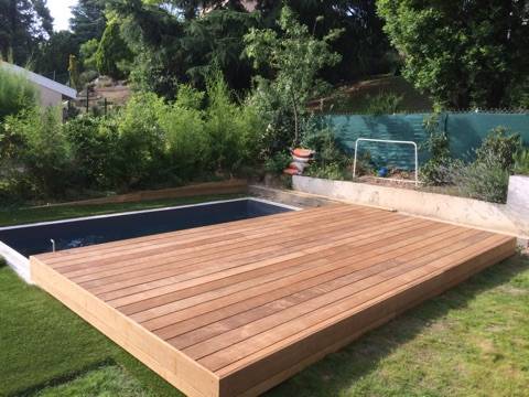 Fabrication et pose d'une terrasse coulissante sur une piscine située à Oullins