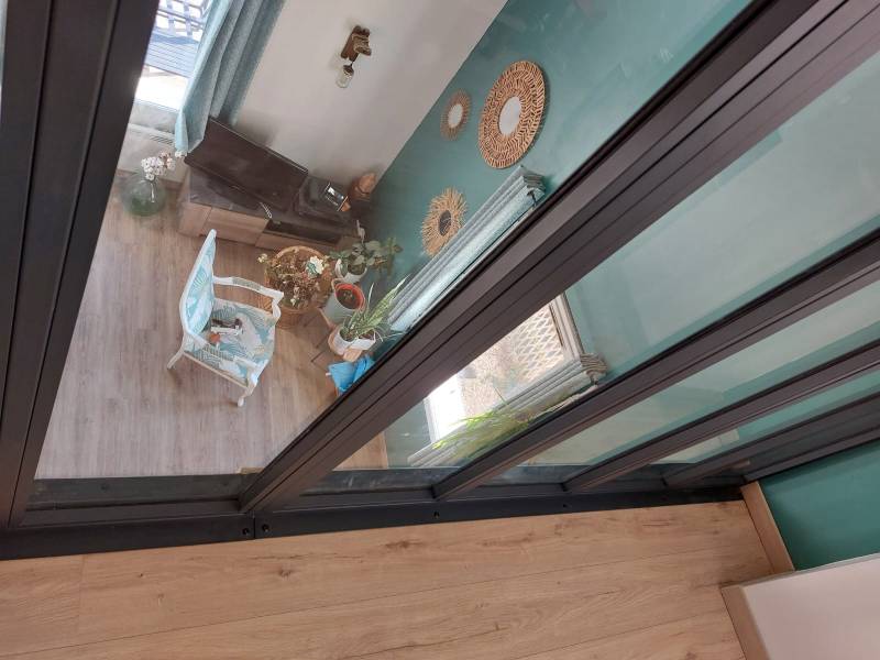 Réalisation d'une verrière style atelier personnalisée avec 2 ouvrants sur Vaugneray