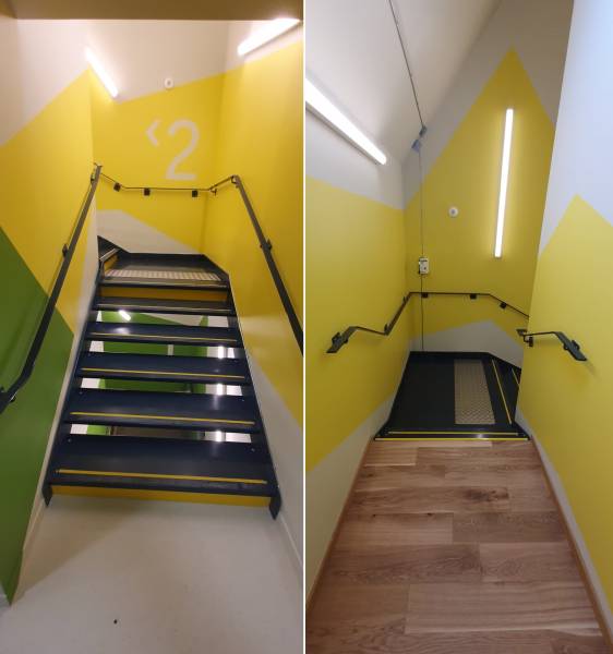 Aménagement sur mesure d'espaces de coworking avec 2 escaliers sur Lyon