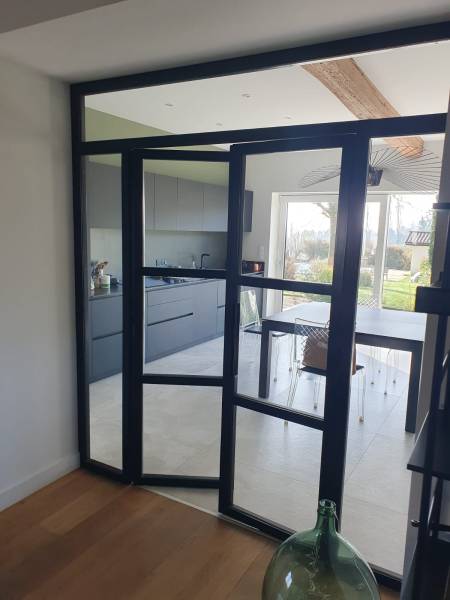 Verrière cuisine acier et verre sur mesure style atelier